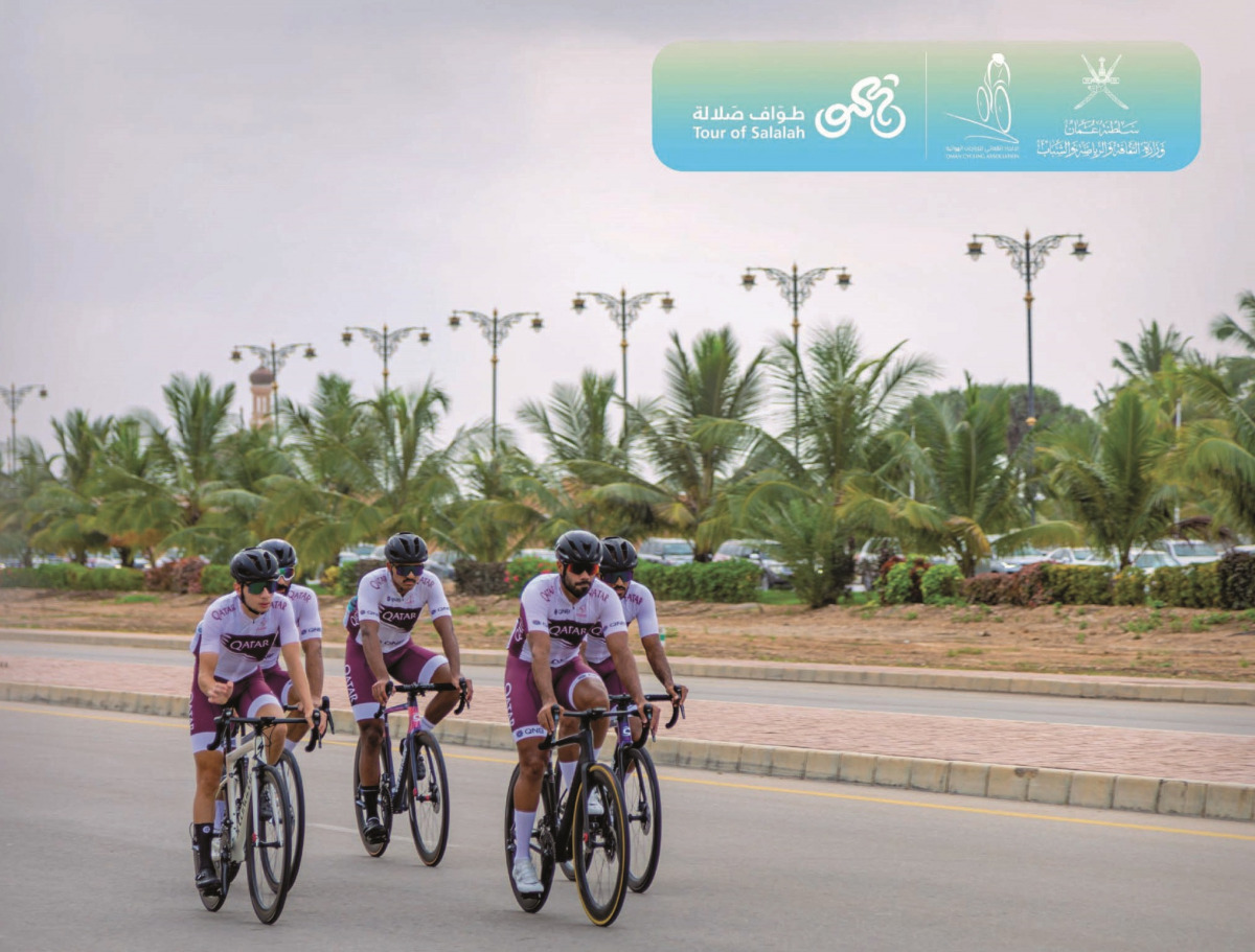 Team Qatar riders in action during the opening stage. 