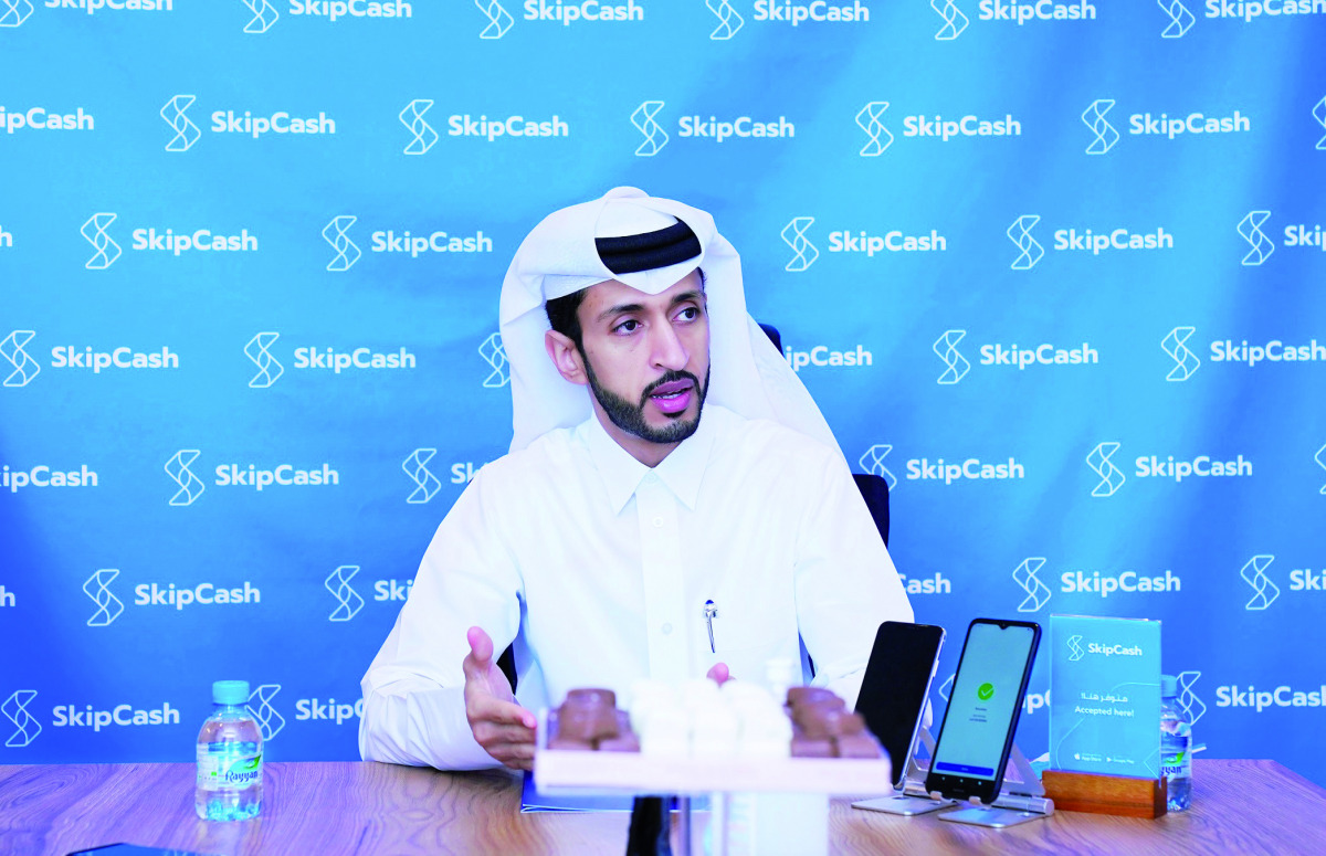 SkipCash Founder and Managing Director Mohammed Al Dulaimi addressing a media roundtable at the company’s headquarters in Lusail City recently.