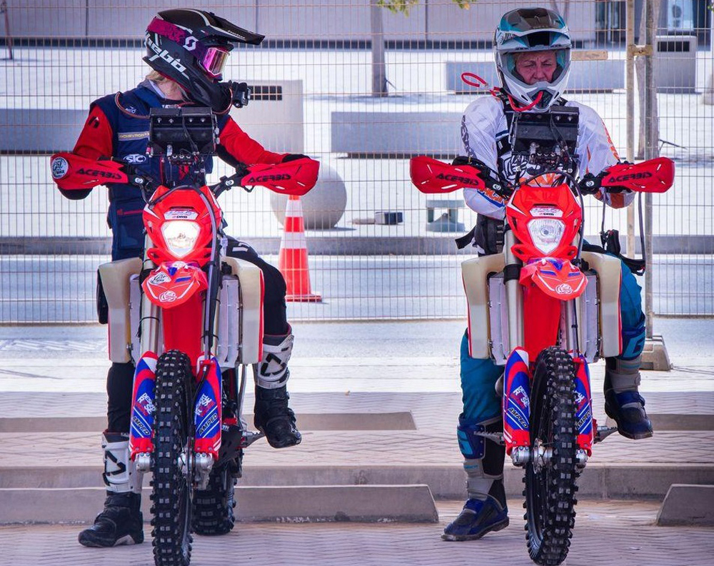 Riders test their bikes at Losail.