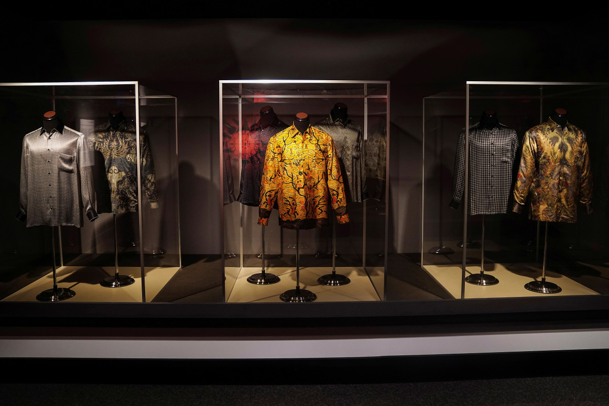 Shirts formerly belonging to Nelson Mandela that are going up for auction to raise funds for charity are pictured in the Manhattan borough of New York City, New York, U.S., October 13, 2021. REUTERS/Carlo Allegri