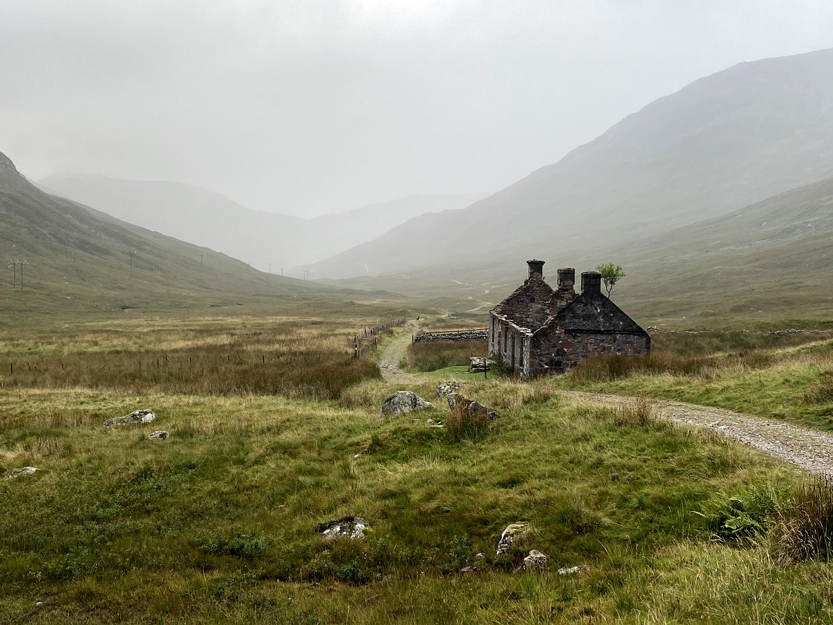 The West Highland Way passes by ruins of a stone house, Tigh-na-sleubhaich, between Kinlochleven and Fort William. Photo for The Washington Post by Kathryn Streeter