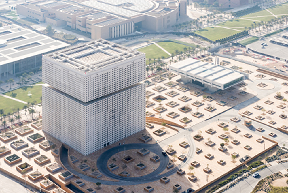 A view of Qatar Foundation headquarters building. 