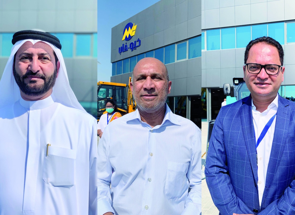 From left: Fahad Hussain Alfardan, Owner of Q-FAB, Clifford Lasrado, Director at Q-FAB, and Samar Pal Bais, General Manager for Sales and Rental at Q-FAB