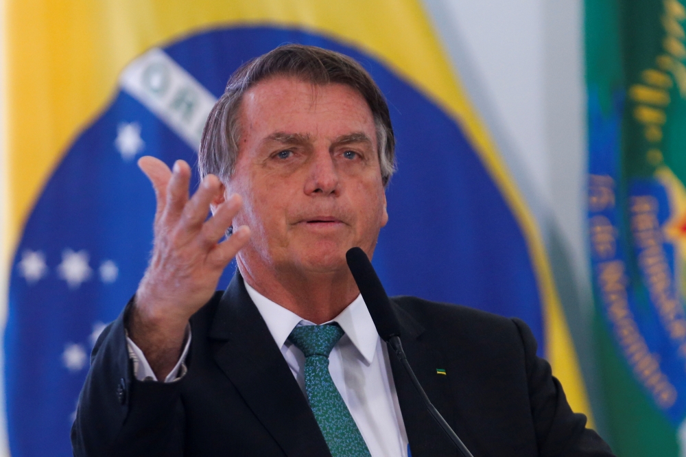 :Brazil's President Jair Bolsonaro speaks during a ceremony to celebrate the International Anti-Corruption Day 2021 at the Planalto Palace in Brasilia, Brazil, December 9, 2021. REUTERS.