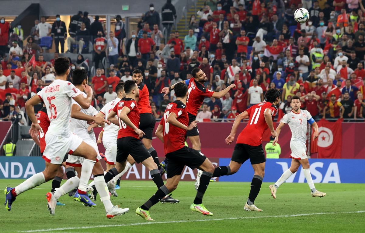 Egypt’s Amro El Soulia scores an own goal during the semi-final against Tunisia.