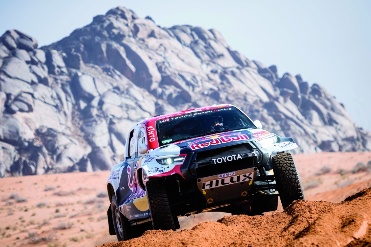 Toyota Gazoo Racing's Nasser Saleh Al Attiyah and co-driver Matthieu Baumel in action