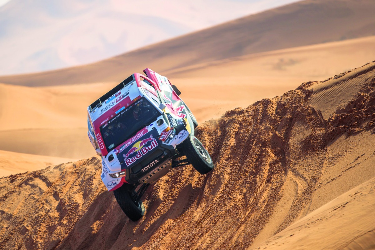 Toyota Gazoo Racing's Nasser Saleh Al Attiyah drives during Stage 3 of Dakar Rally 2022.