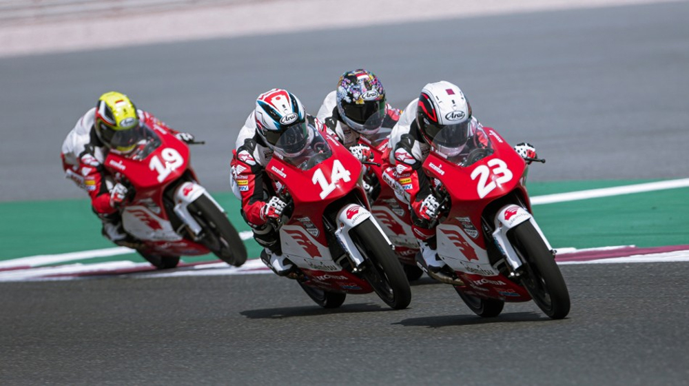 Qatar’s Hamad Al Sahouti (No. 23) in action during Race 1 of the Idemitsu Asia Talent Cup at the Pertamina Grand Prix of Indonesia at Mandalika Circuit yesterday.