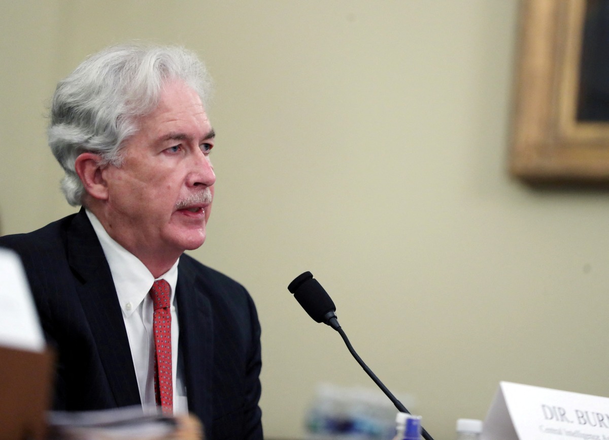 FILE PHOTO: CIA Director William Burns speaks during a House Intelligence Committee hearing on worldwide threats, in Washington, D.C., U.S., April 15, 2021. Tasos Katopodis/Pool via REUTERS/File Photo
