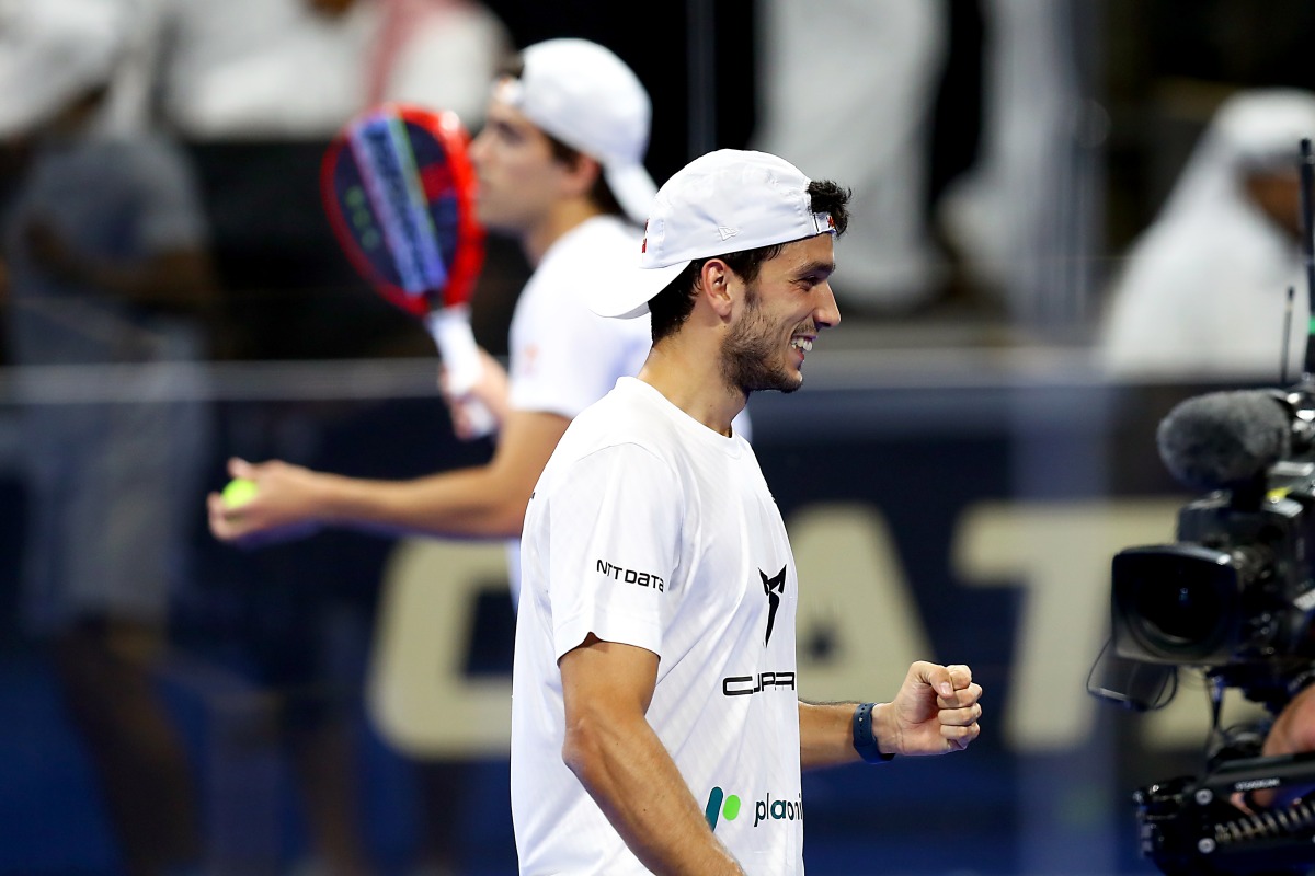 Spain's Juan Lebron and Alejandro Galan celebrate their victory.