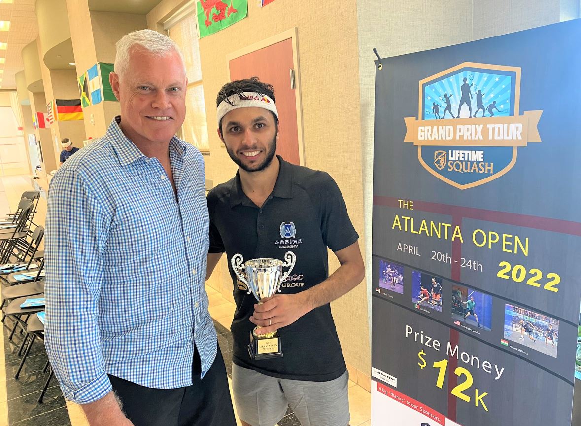 Qatar’s Abdulla Al Tamimi poses with the trophy. 