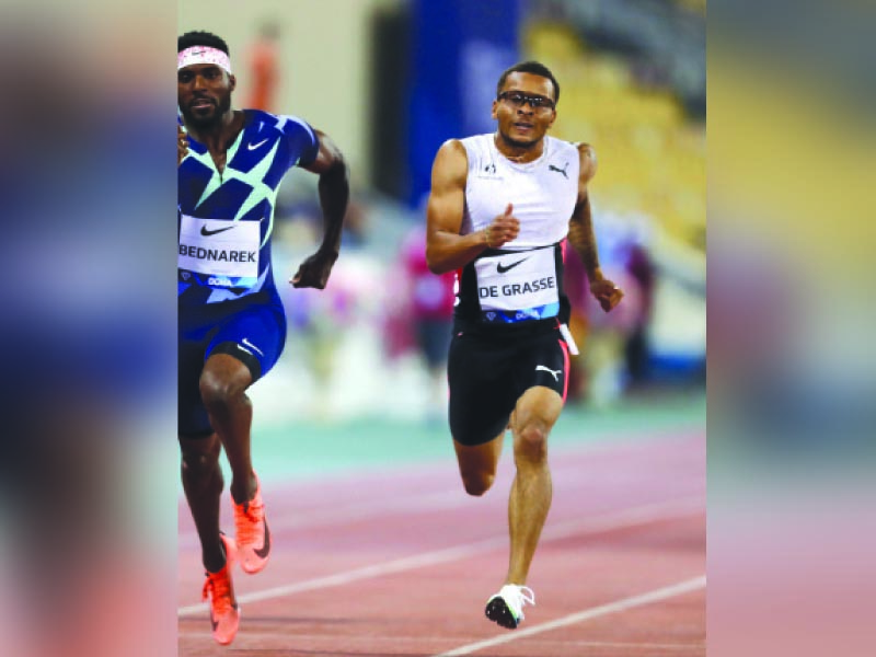 Andre De Grasse in action during an earlier edition of the Doha Diamond League in this file photo.