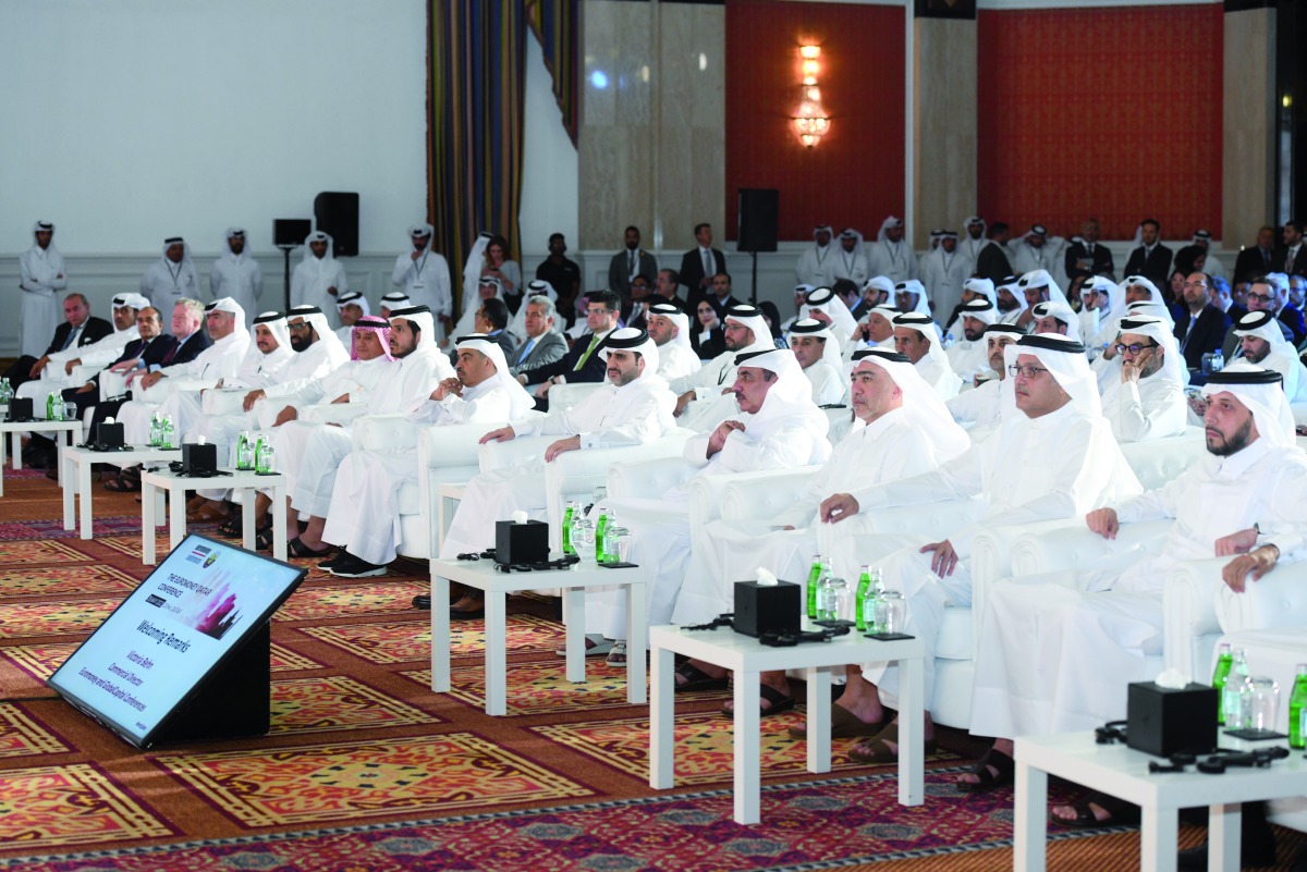 Minister of Finance H E Ali bin Ahmed Al Kuwari, Minister of Commerce and Industry H E Sheikh Mohammed bin Hamad bin Qassim Al Thani, Minister of Transport H E Jassim bin Saif bin Ahmed Al Sulaiti, Minister of Communications and Information Technology H E Mohammed bin Ali Al Mannai, QCB Governor H E Sheikh Bandar bin Mohammed bin Saoud Al Thani, and other officials and dignitaries during the Euromoney Qatar Conference held at Ritz Carlton Doha, yesterday. Pic: Amr Diab