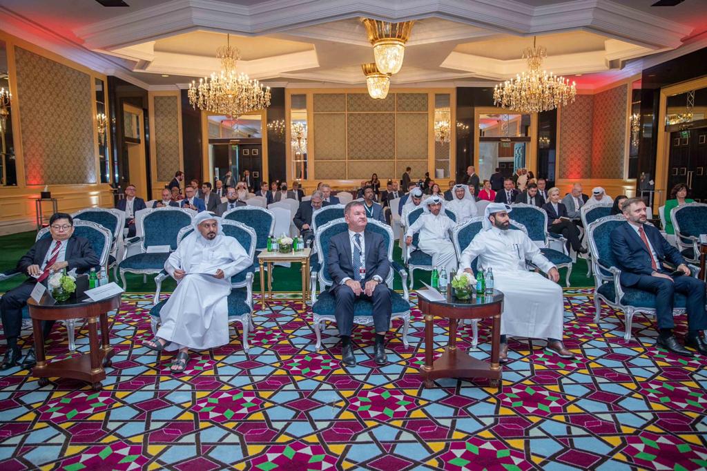 Polish Ambassador to Qatar H E Janusz Janke, Qatar Financial Centre CEO Yousuf Mohamed Al Jaida with other officials and participants at the Qatar-Poland New Tech Forum, yesterday.