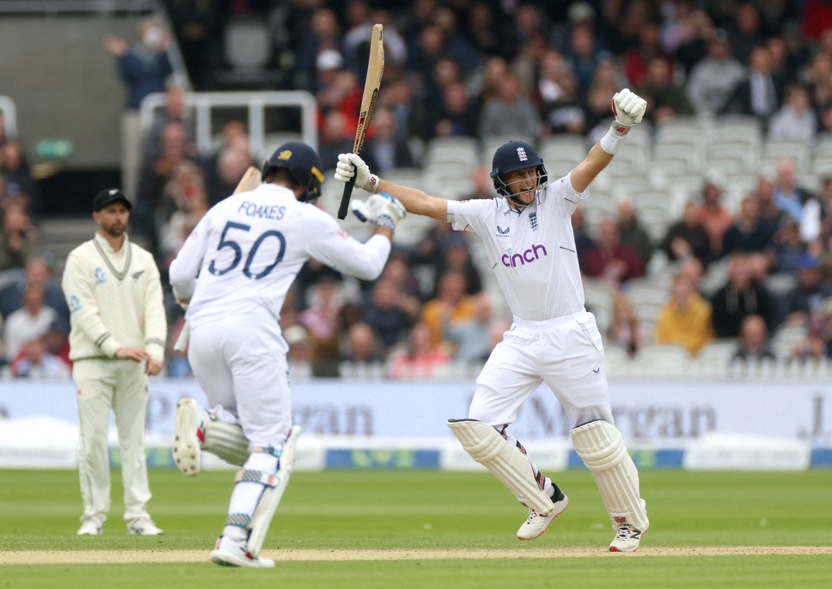 England's Joe Root celebrates winning the match with Ben Foakes Action Images via Reuters/Paul Childs TPX IMAGES OF THE DAY
