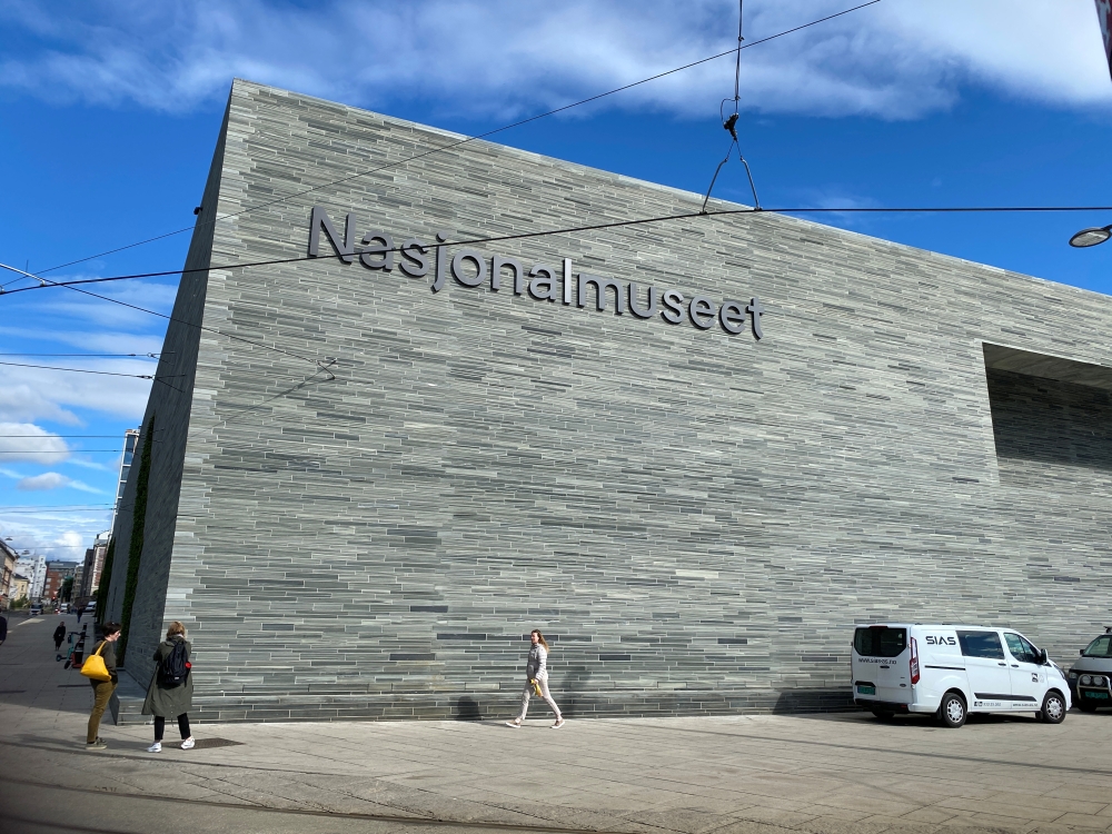 A woman walks outside of Norway's National Museum in Oslo, Norway, June 3, 2022. Reuters/Victoria Klesty