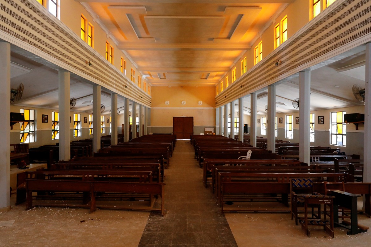 A view of St. Francis Catholic Church where worshippers were attacked by gunmen during Sunday mass service, is pictured in Owo, Ondo, Nigeria June 6, 2022. REUTERS/Temilade Adelaja
