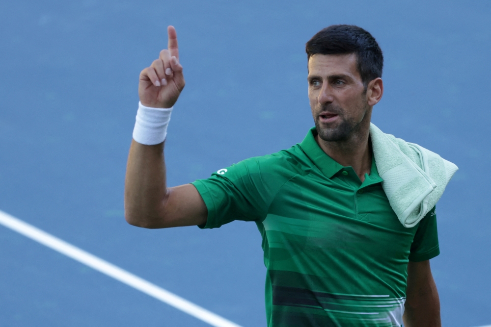 Serbian tennis player Novak Djokovic performs during the opening of a regional tennis centre that will prepare top tennis players for major tournaments, in Visoko, Bosnia and Herzegovina July 13, 2022. REUTERS/Dado Ruvic/File Photo