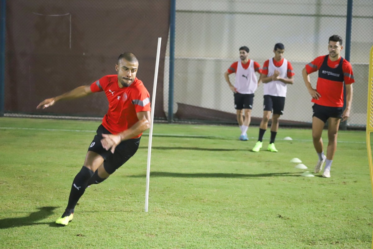 Al Arabi's Rafinha in action during a practice session yesterday