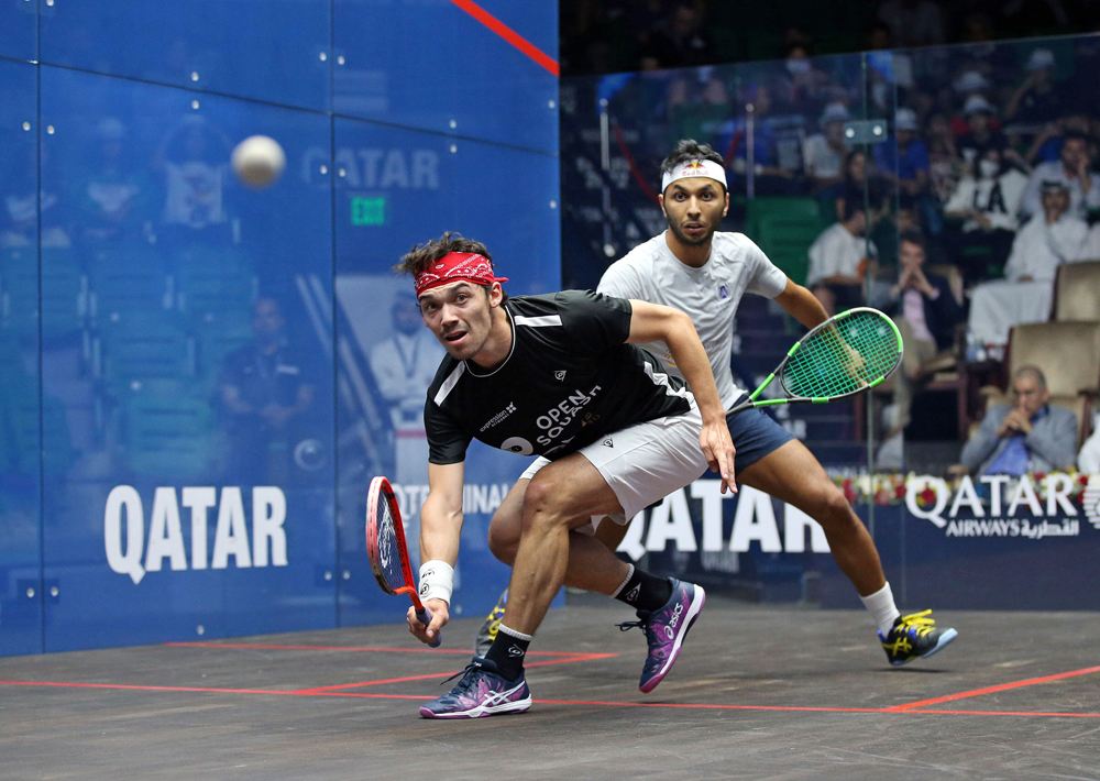 Victor Crouin and Abdulla Mohamed Al Tamimi in action during yesterday's quarter-final.