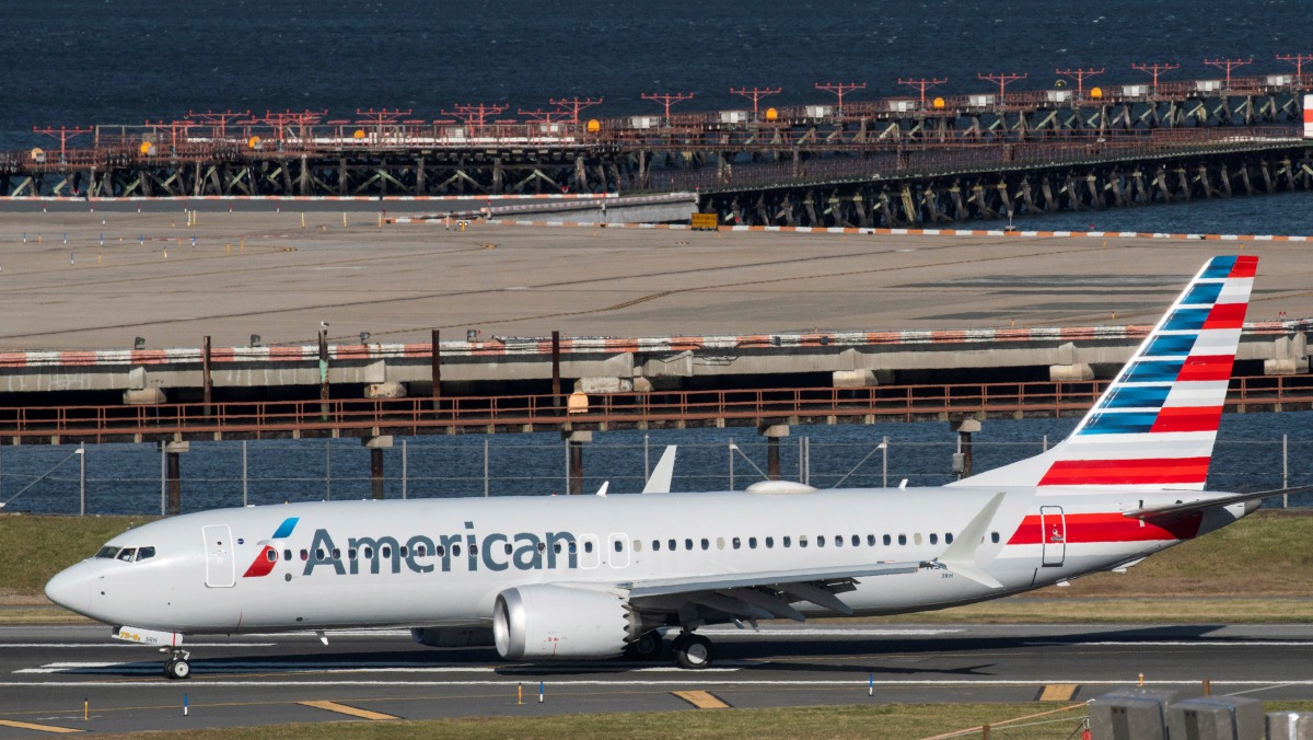 American Airlines flight 718, the first US Boeing 737 MAX commercial flight since regulators lifted a 20-month grounding in November, lands at LaGuardia airport in New York on December 29, 2020.  File Photo / Reuters
