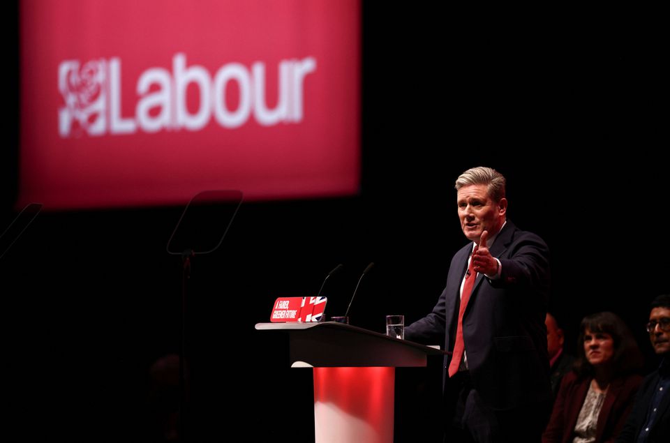 British Labour Party leader Keir Starmer speaks at the Britain's Labour Party annual conference in Liverpool, Britain, on September 27, 2022. REUTERS/Henry Nicholls