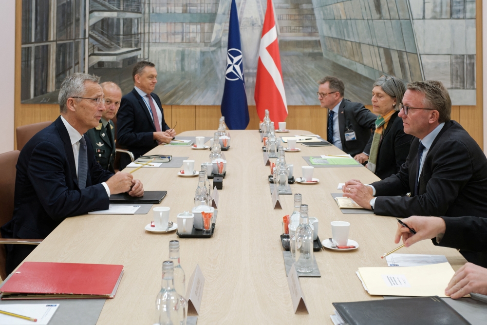 NATO Secretary General Jens Stoltenberg meets with Denmark's Defence Minister Morten Bodskov at NATO Headquarters in Brussels, Belgium, on September 28, 2022 . NATO/Handout via REUTERS