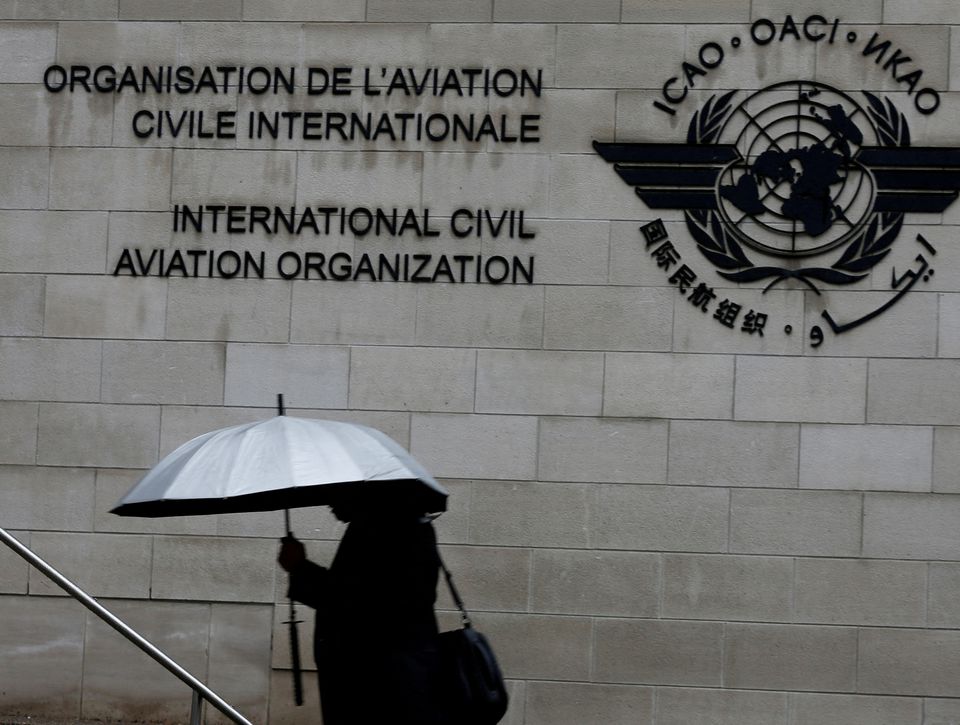 A pedestrian walks past the International Civil Aviation Organisation (ICAO) headquarters building in Montreal, Quebec, Canada, on June 16, 2017. File Photo / Reuters
