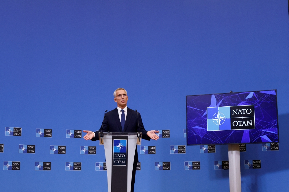 NATO Secretary-General Jens Stoltenberg speaks during a news conference at the Alliance's headquarters in Brussels, Belgium, on September 30, 2022. (REUTERS/Yves Herman)