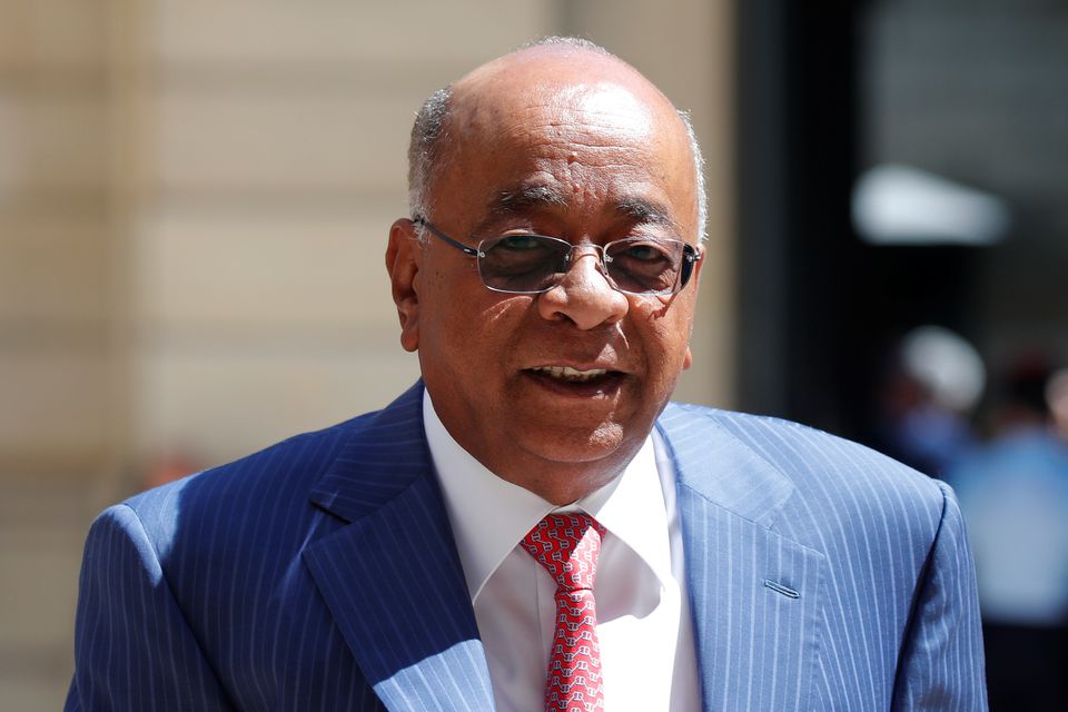 Mo Ibrahim, CEO of Mo Ibrahim Foundation, arrives at the 