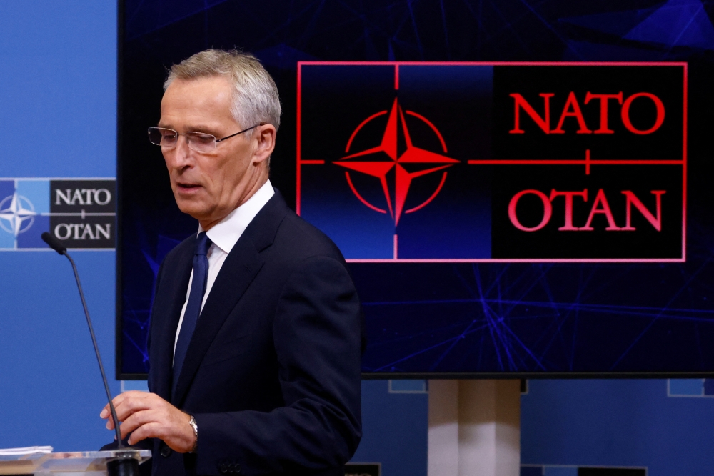 NATO Secretary General Jens Stoltenberg attends a news conference ahead of a NATO Defence Ministers meeting in Brussels, Belgium, on October 11, 2022. REUTERS/Yves Herman