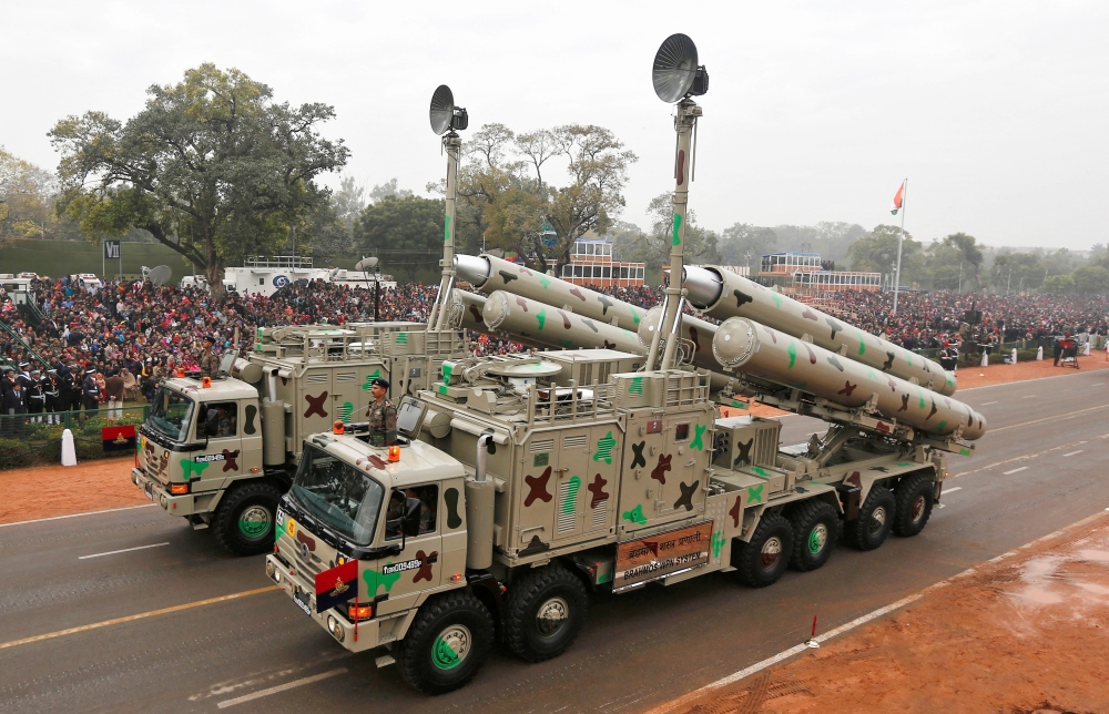 File Photo: Indian Army's BrahMos weapon systems are displayed during a full dress rehearsal for the Republic Day parade in New Delhi on January 23, 2015. (REUTERS/Adnan Abidi)