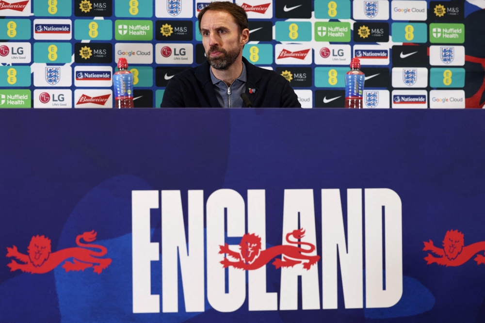 England's manager Gareth Southgate holds a press conference at St George's Park in Burton-on-Trent after revealing the England squad for the 2022 World Cup in Qatar on November 10, 2022. (Photo by Darren Staples / AFP)