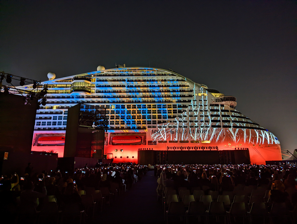 MSC World Europa during its naming ceremony at Doha Port yesterday. 