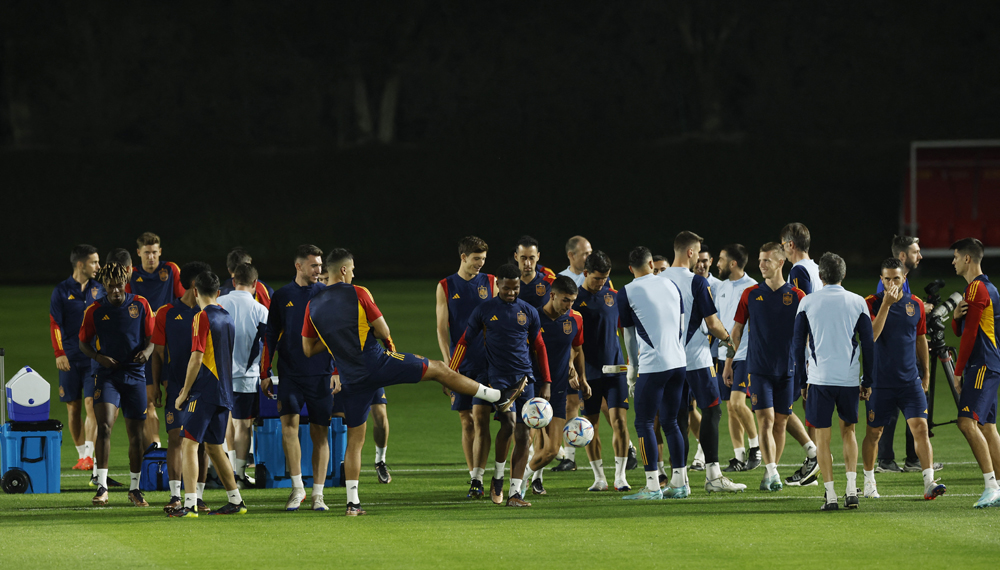 Spain players during a training session. REUTERS