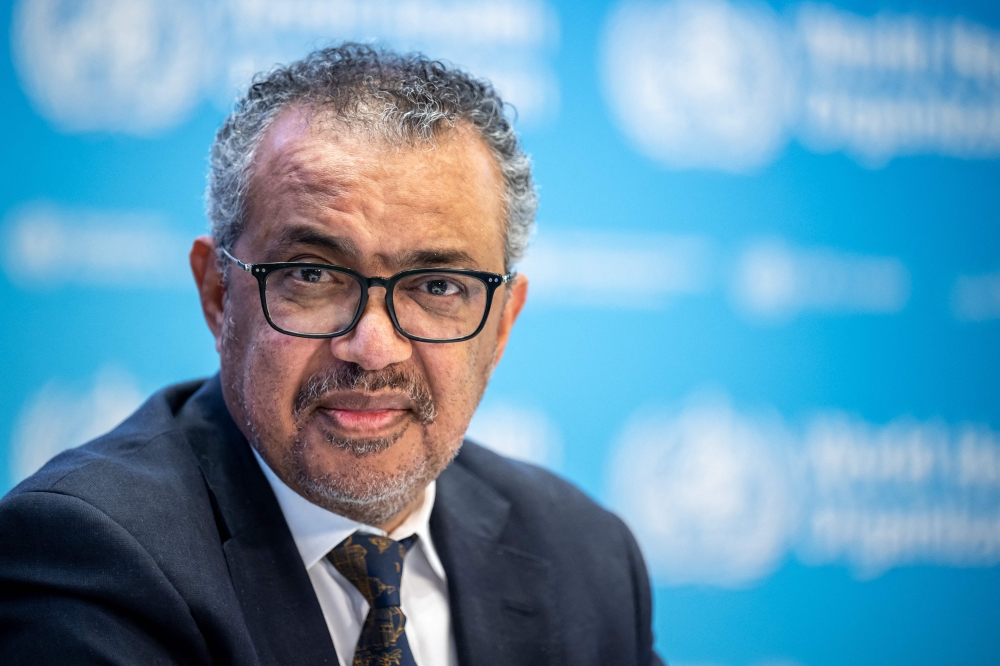 WHO Director-General Tedros Adhanom Ghebreyesus during a press conference at the World Health Organization's headquarters in Geneva, on December 14, 2022. (Photo by Fabrice Coffrini / AFP)