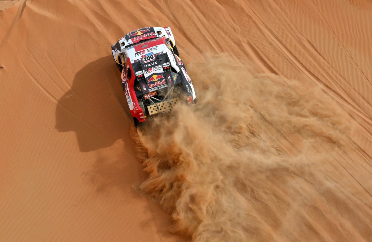 Nasser Al Attiyah competes during Stage 12 of the Dakar 2023. AFP