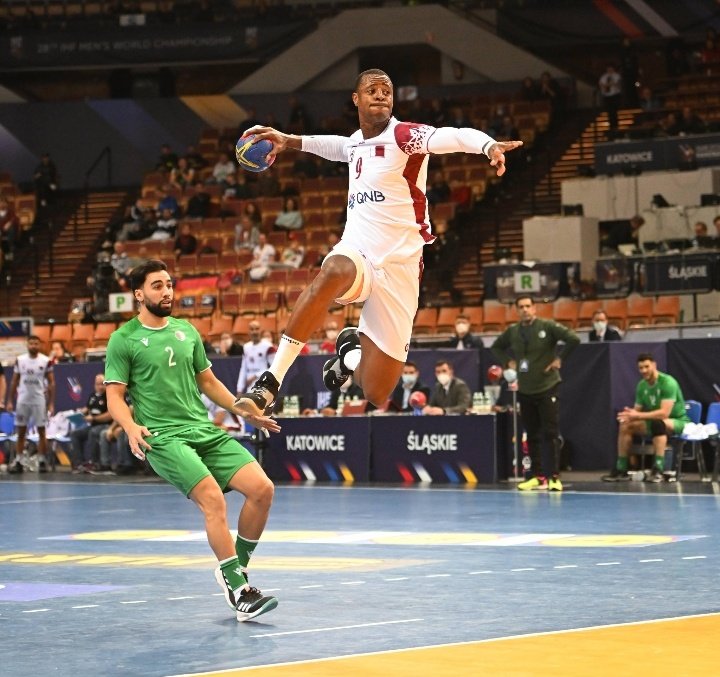 Action during the IHF World Men’s Handball Championship match between Qatar and Algeria on Sunday night. 