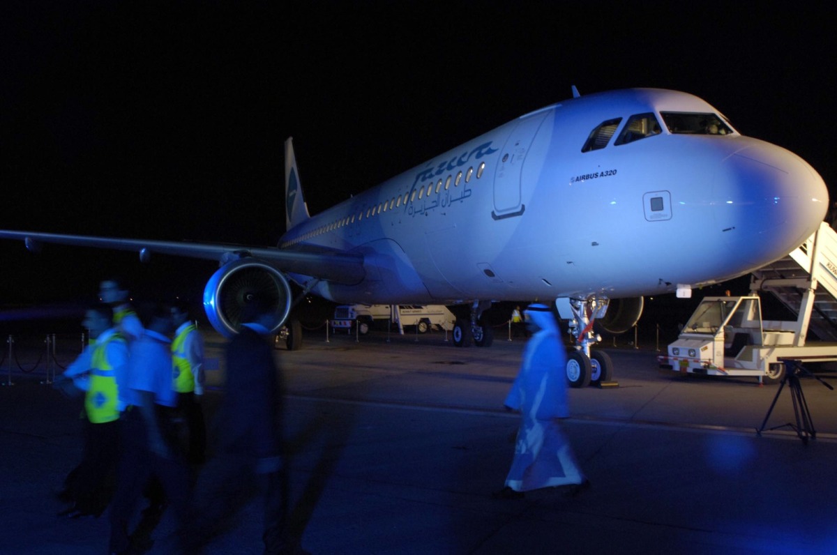 The first of four of Jazeera Airways' new Airbus A320 airplanes sits on a runway during the official launch in Kuwait October 29, 2005. File Photo: REUTERS/Stephanie McGehee
