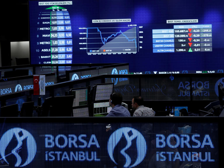 File Photo: Traders work at their desks on the floor of the Borsa Istanbul in Istanbul, Turkey, October 13, 2017. (Murad Sezer/Reuters)