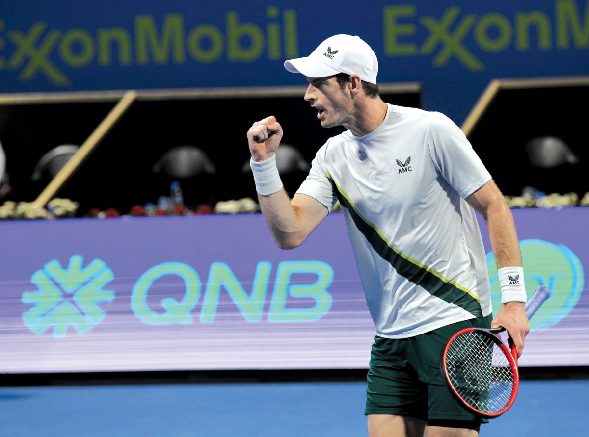 Andy Murray celebrates after defeating Jiri Lehecka in the semi-final. Pictures: Salim Matramkot/The Peninsula