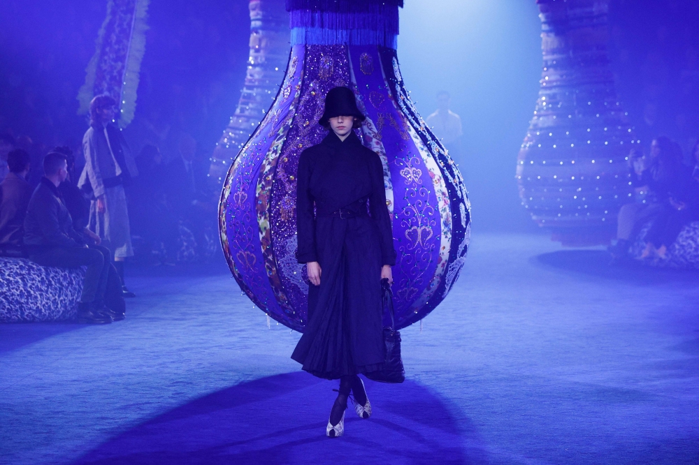 A model presents a creation from Christian Dior Womenswear Fall-Winter 2023-2024 collection during Paris Fashion Week in Paris on February 28, 2023. (Photo by Geoffroy Van Der Hasselt / AFP)