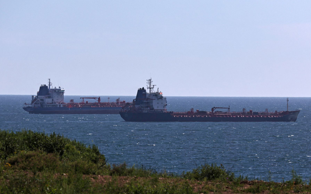 Oil tankers sail along Nakhodka Bay near the port city of Nakhodka, Russia. 