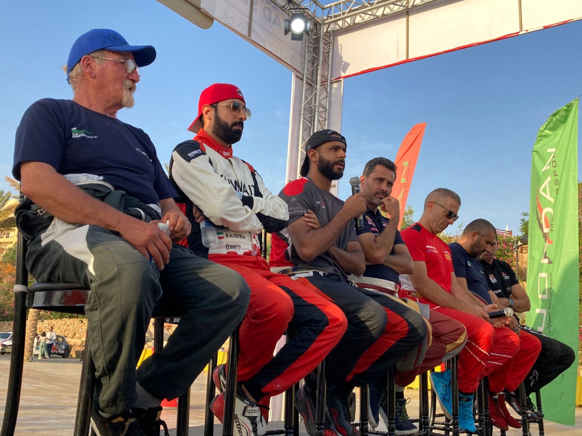 Jordan Rally competitors attending a pre-event press conference yesterday.