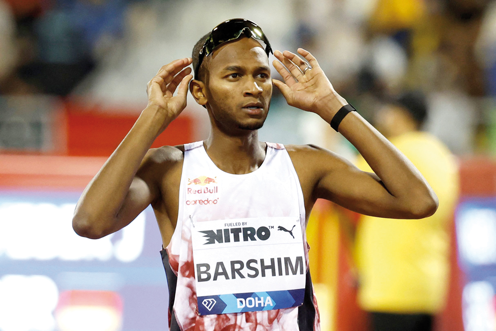 Mutaz Barshim reacts during the Doha Diamond League, in this May 5 file photo. AFP