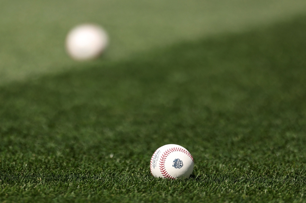 Detail view of a baseball on the field prior to the 93rd MLB All-Star Game presented by Mastercard at T-Mobile Park on July 11, 2023 in Seattle, Washington. (Photo by Tim Nwachukwu / GETTY IMAGES NORTH AMERICA / Getty Images via AFP)
