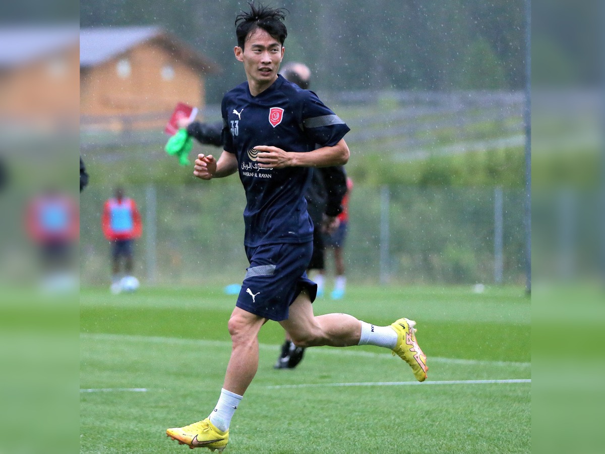 Kim Moon-hwan in action during a training session in Austria, yesterday.