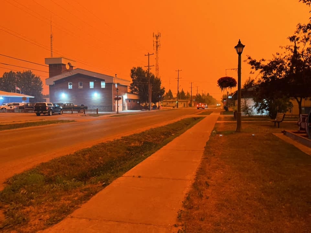 This handout photo shows the town of Fort Smith, Canada during the wildfires, on August 13, 2023. Photo by Handout / AFP