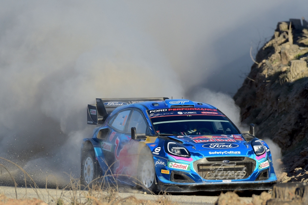 Estonian driver Ott Tanak and Estonian co-driver Martin Jarveoja compete in their M-Sport Ford during the Concepcion stage of the WRC Rally Chile, the eleventh round of the FIA World Rally Championship, in Concepcion, Chile, on September 30, 2023. (Photo by Guillermo SALGADO / AFP)
