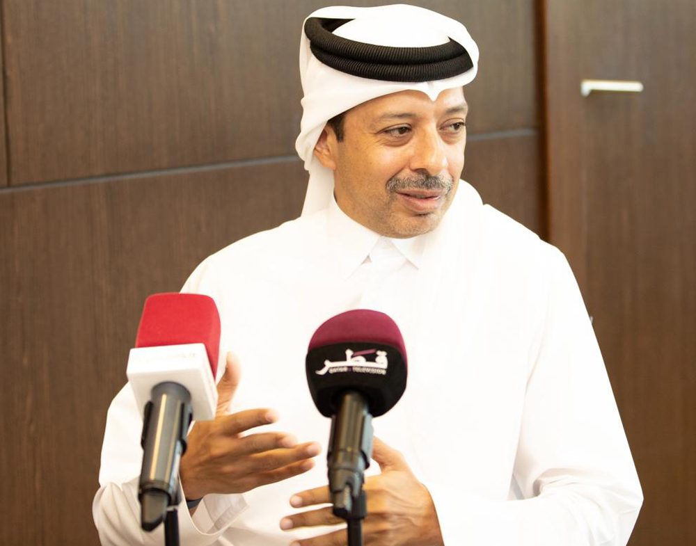 QCA President Mohammed Al Mudahka speaks during a press conference yesterday. 